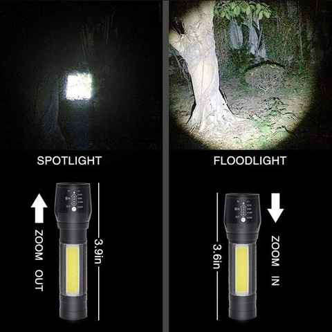 X-BAL G Rechargeable Torch Adjustable Zoom In Out USB Tactical Flashlight (SMALL)