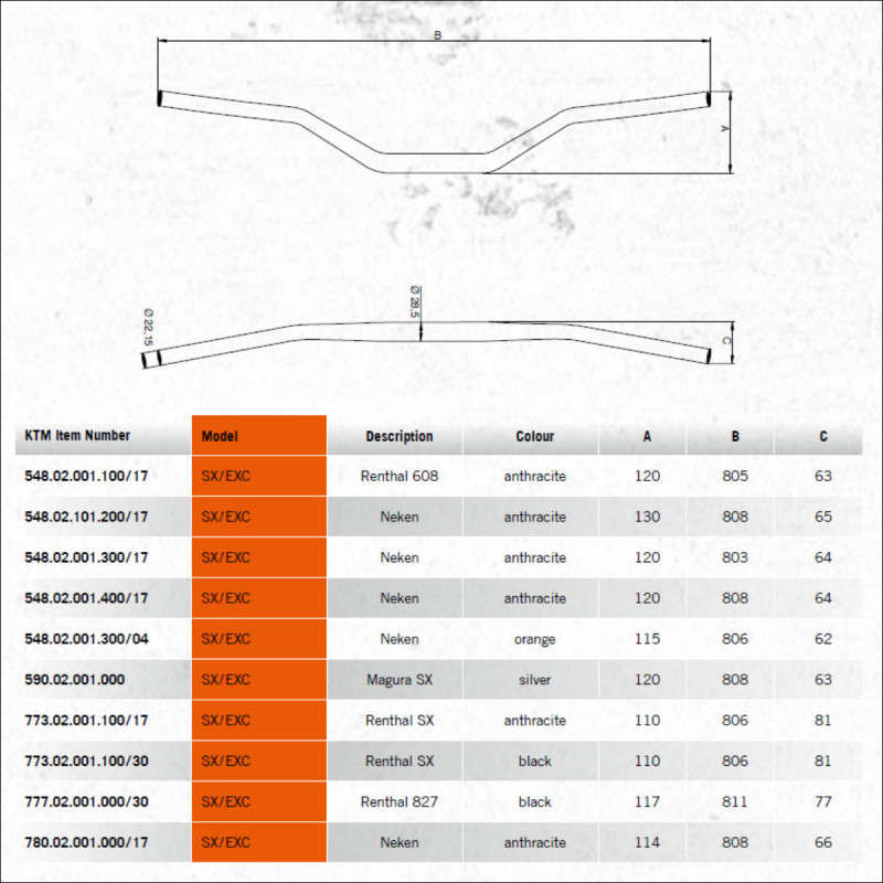 NEKEN Neken R00101BC-WH-OR OS Handlebar YZF - White/Orange (AS996)