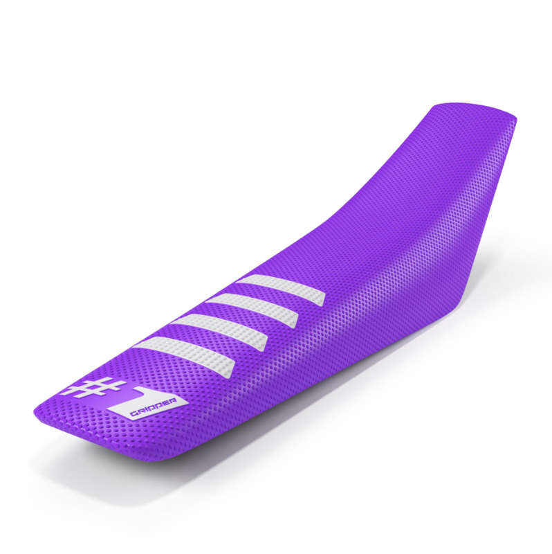 One Gripper ONEGRIPPER #1 GRIPPER Motorcycle GRIP Seat Cover - RIBBED - PURPLE/WHITE