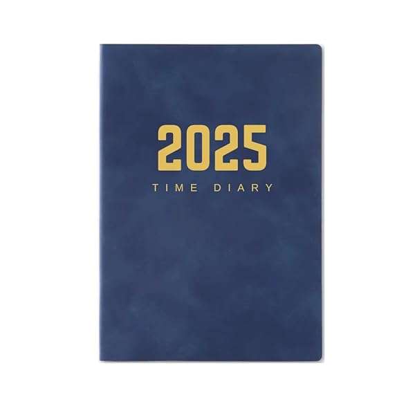 A5 2025 Time Diary Dated Hardcover Faux Leather Daily Journal Planner with 365 Pages 100 GSM Thic...
