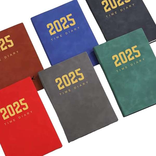 A5 2025 Time Diary Dated Hardcover Faux Leather Daily Journal Planner with 365 Pages 100 GSM Thic...