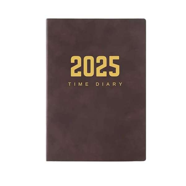 A5 2025 Time Diary Dated Hardcover Faux Leather Daily Journal Planner with 365 Pages 100 GSM Thic...