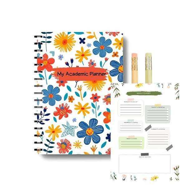 Academic Journal and Student Planner Notebook Organizer for School College Homework Assignments a...