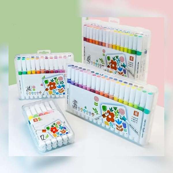 Acrylic Marker Pen Set with Washable Marker and Paint Brush for Rock Painting Ceramic Wood Canvas...