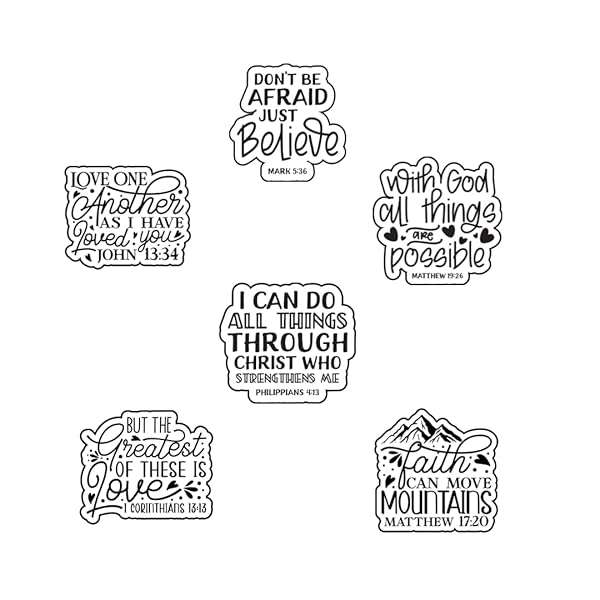 Bible Stickers with Scripture Verses and Motivational Faith Quotes 200 pack