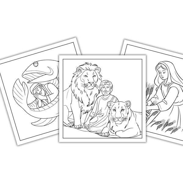 Bible Stories Coloring Book with Scripture Verses for Kids and Adults
