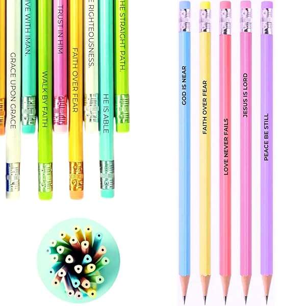 Bible Verse Pencils and Faith HB Pencils with Inspirational Scriptures 10 Pack