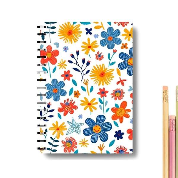 Bright Notebook with Floral Spiral Hardcover Planner and Floral Inner Pages for Birthday Gift Ideas