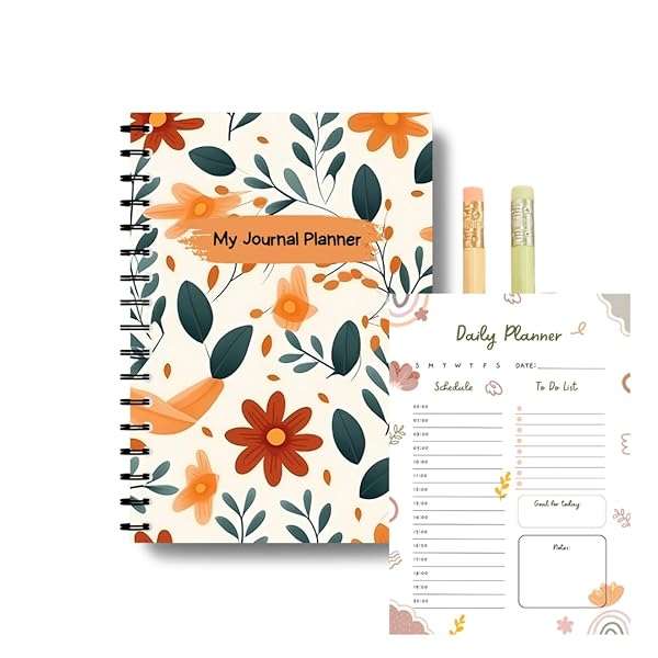 Daily Planner Undated Journal with Flowers and Pocket Diary To Do List Journal