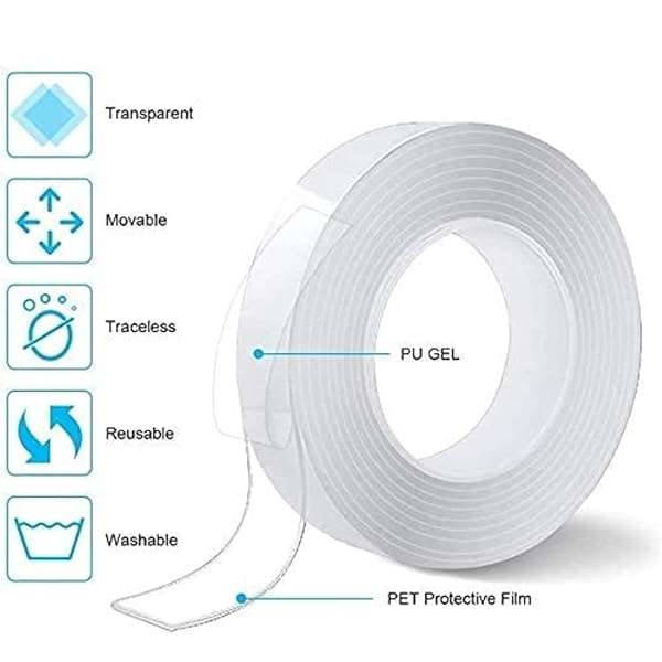 Double Sided Tape Heavy Duty Nano Adhesive Tape Clear Mounting Tape for Picture Hanging Tape and ...