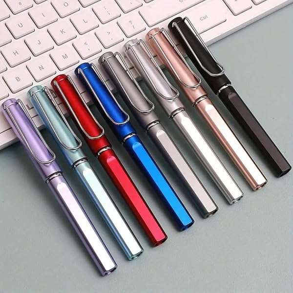 Gel Pens Combo with Fountain Metal Ink and Non Glitter Gel Pens Multicolor