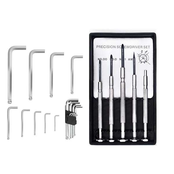 Precision Screwdriver and Allen Key Repair Kit for Electronics Watches Toys and Small Repairs 11 ...