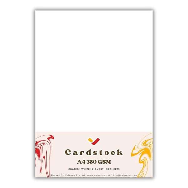 White Cardstock A4 350gsm 50 Pack Coated Cardstock and Printable Board for Crafts and DIY Projects