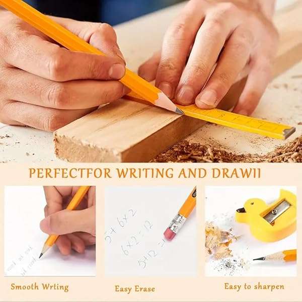 Yellow HB Pencils with Rubber Tip (200)