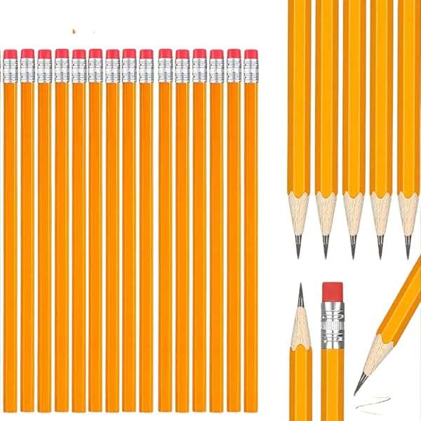 Yellow HB Pencils with Rubber Tip (200)