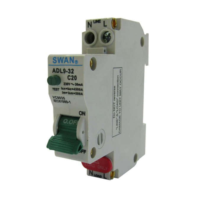 EARTH LEAKAGE DIN W/OVERLOAD 1PH+N 20A 4.5KA 30mA EL-ADL9-32-4.5220