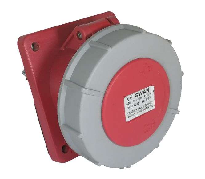 INDUSTRIAL SOCKET PANEL STRAIGHT 125A 3P N E 380V IPS-CE-3452
