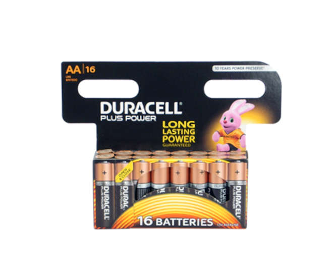 R6/AA DURACELL BATTERY 1.5V ALKALINE 16/PACK MN1500B16