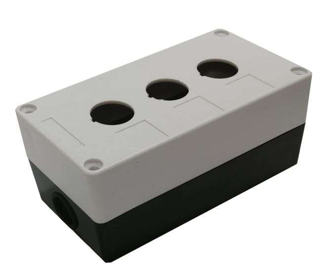 PUSH BUTTON ENCLOSURE PVC GREY 3HOLE IP65 PB-BX3-22