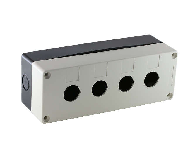 PUSH BUTTON ENCLOSURE PVC GREY 4HOLE IP65 PB-BX4-22