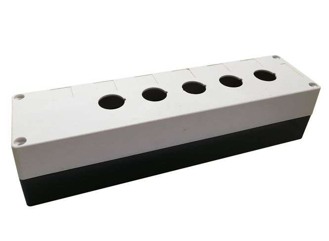 PUSH BUTTON ENCL PVC GREY 5HOLE IP65 PB-BX5-22