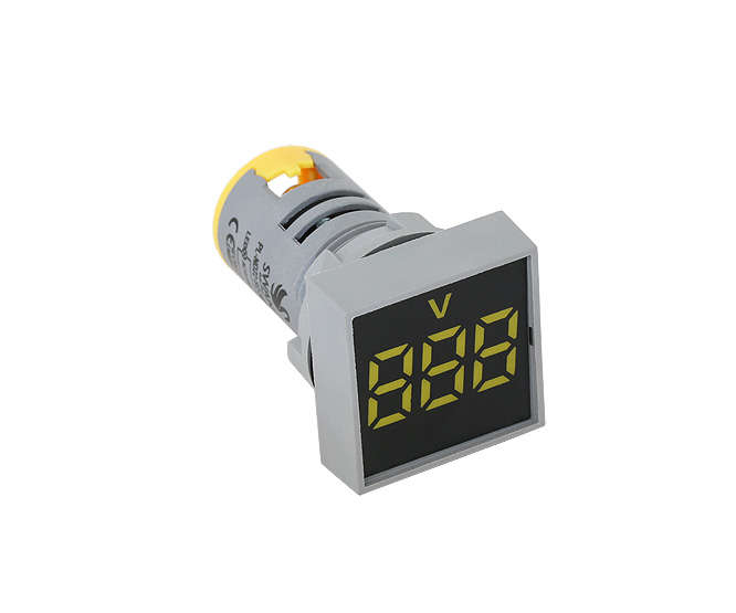 VOLTMETER PILOT LIGHT SQUARE YELLOW 15-500VAC PL-ND22-SQ-500V-Y