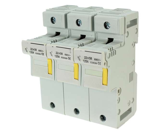 FUSE HOLDER 125A 3POLE FOR 22X58MM FUSES 380/500V FH-RT18-125-3P
