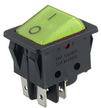 ROCKER SWITCH DSP GREEN ILLUMINATED KCD2-201N-C3-G-B