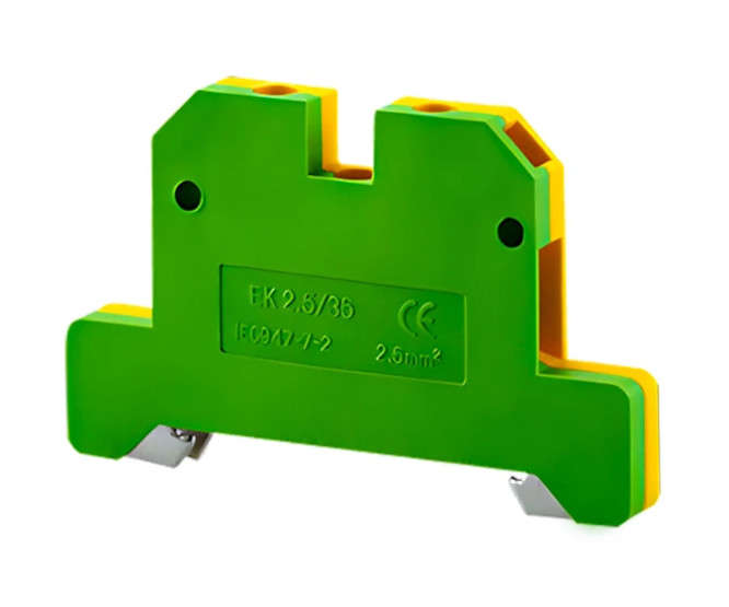 TERMINAL BLOCK DIN EARTH 4mm GREEN/YELLOW TBE-EK4