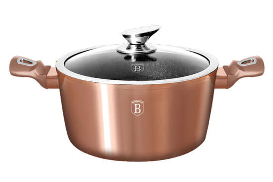 Berlinger Haus - 24 cm Marble Coating Metallic Line Casserole + Lid - Rose Gold (READ DESCRIPTION)