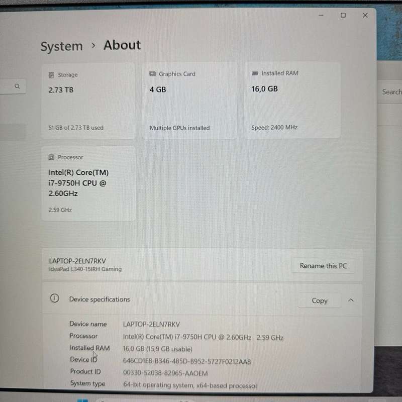 Lenovo IdeaPad L340 Gaming | 16GB Ram | 2TB SSD | intel Core i7