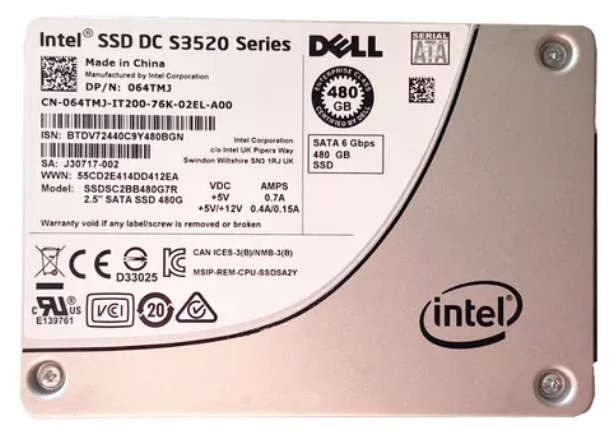 480GB Dell / Intel (SSDSC2BB480G7R), DC S3520, 2.5", SATA III 6Gb/s (0.98 DWPD) MLC Enterprise SSD