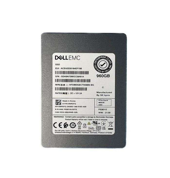 960GB Dell SK Hynix, 2.5", NVME PCIe, Gen 4, 1 DWPD, PCIe 4.0 x4 U.2, (Write-read: 1450 MBs, 6000 MB