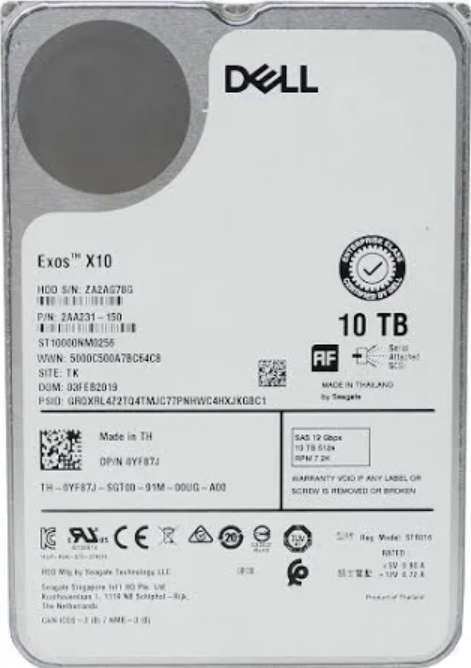 10TB Dell Exos X10, 3.5'', SAS, 12Gb/s, 512e, 7.2K, Enterprise HDD