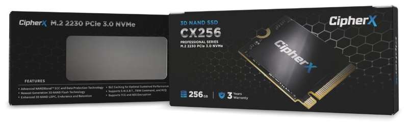 256GB CipherX Pro S Series, M.2 (2230) NVMe (5600Mbps/4800Mbps) SSD