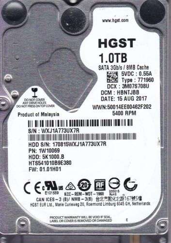 1TB HGST, SATA, 6GB/s, 2.5", 5400RPM, 8MB Cache, Notebook HDD