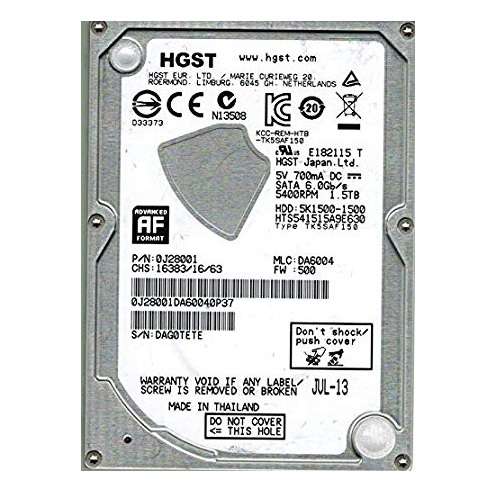 1.5TB HGST Travelstar 5K1500, SATA, 6GB/s 2.5", 5400RPM, 32MB Cache, 9.5mm, Notebook HDD