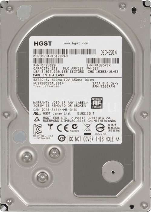 2TB Hitachi, 3.5", 7200RPM, 128MB, SATA HDD