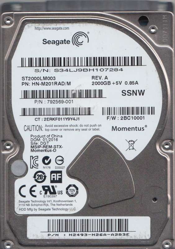 2TB Seagate, Momentus, SATA, 6GB/s, 2.5", 5400RPM, 32MB Cache, Notebook HDD
