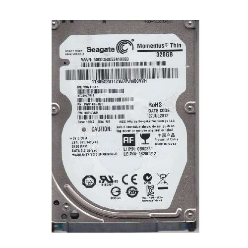 320GB Seagate Momentus Thin, SATA, 3GB/s, 2.5", 5400RPM, 16MB Cache, Notebook HDD