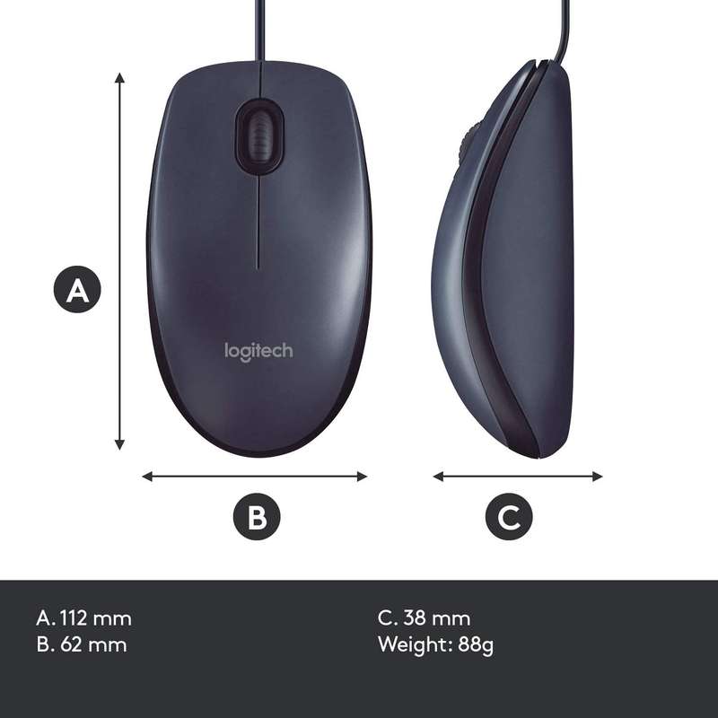 Logitech B100 Corded Mouse  Black