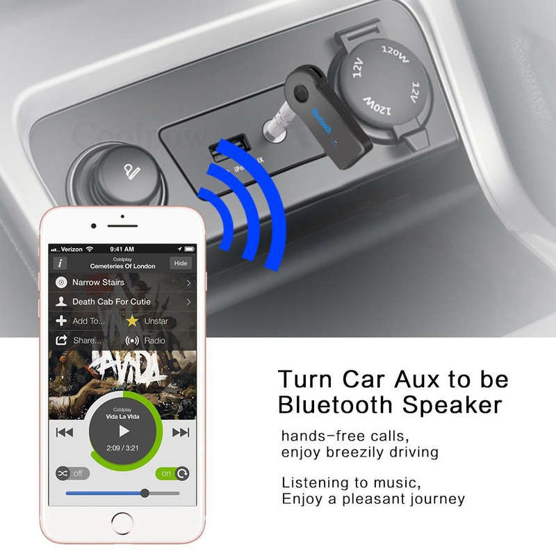 Car Wireless Aux to Bluetooth Music/Call Receiver (Hands-Free)