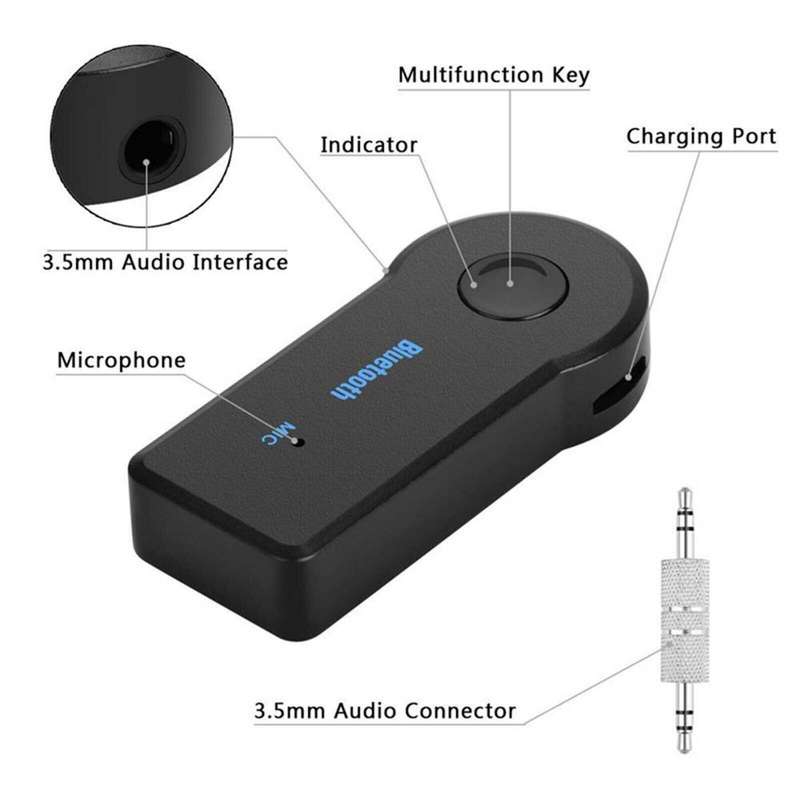 Car Wireless Aux to Bluetooth Music/Call Receiver (Hands-Free)