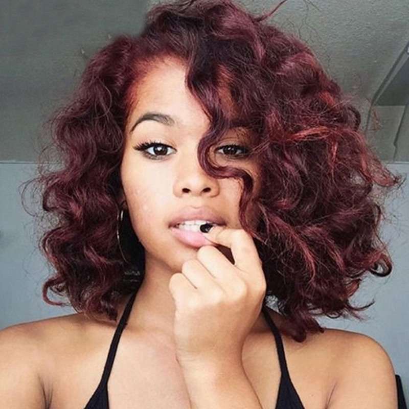 Reddish Afro curly Medium Wigs Synthetic Wig