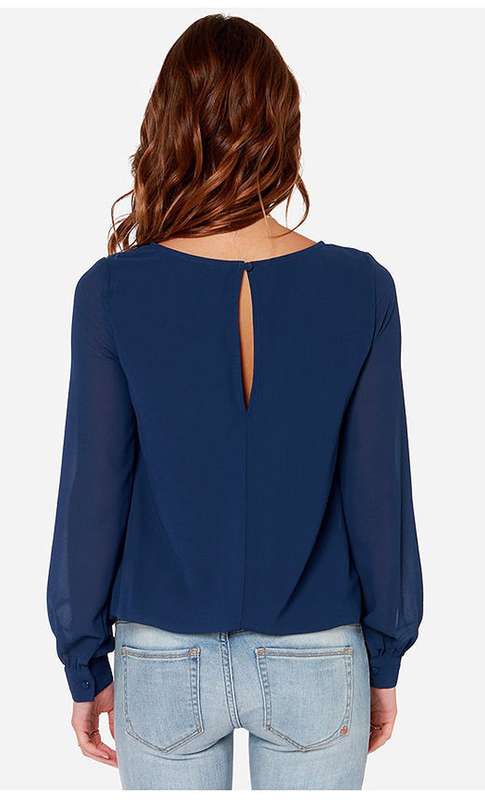 New Fashion Sexy Women's Loose Chiffon Tops Long Sleeve Shirt
