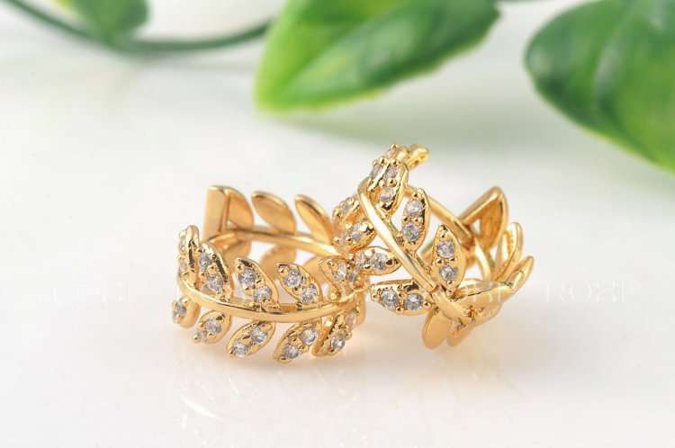 Fashion Jewelry Female Ear Stud Gold Willow Leaf Earrings