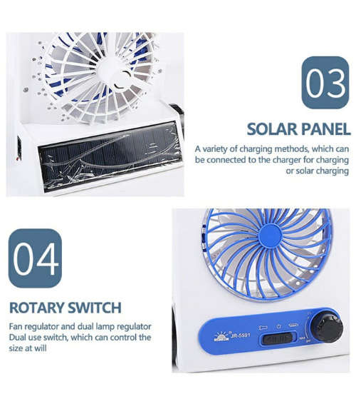 4-in-1 solar light & fan- white & blue
