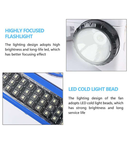 4-in-1 solar light & fan- white & blue