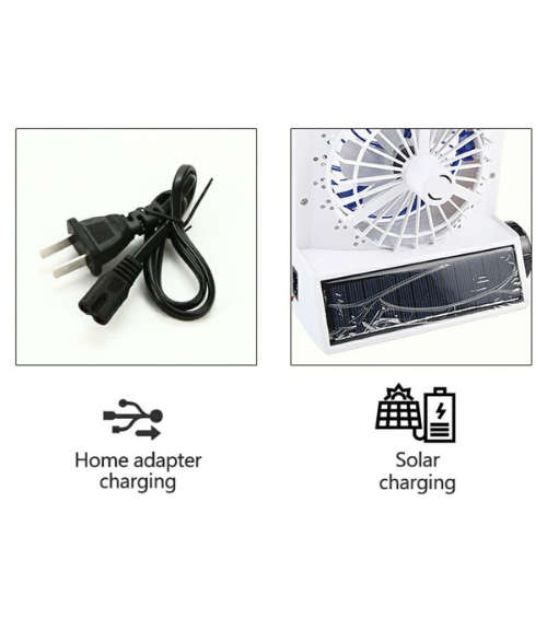 4-in-1 solar light & fan- white & blue