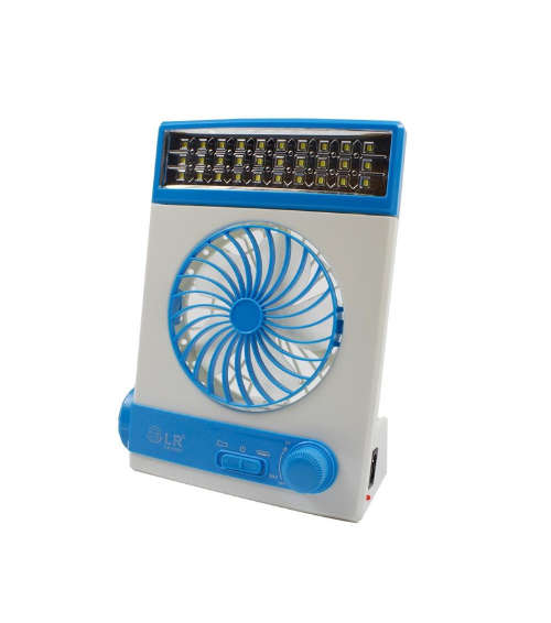 4-in-1 solar light & fan- white & blue